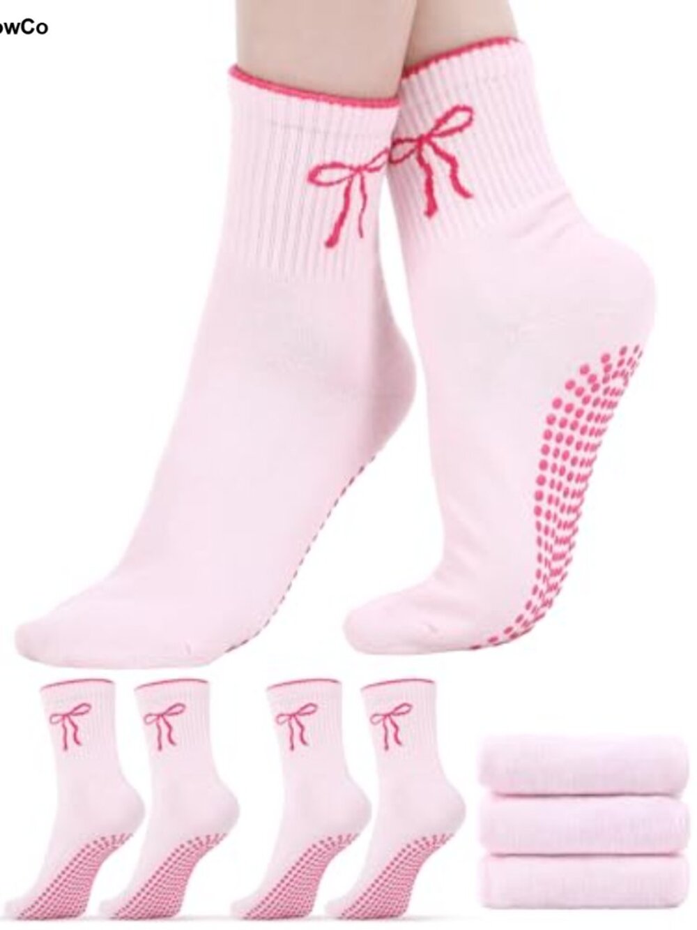 3 Pairs Pilates Grip Socks Women Non Slip Cotton Yoga Socks